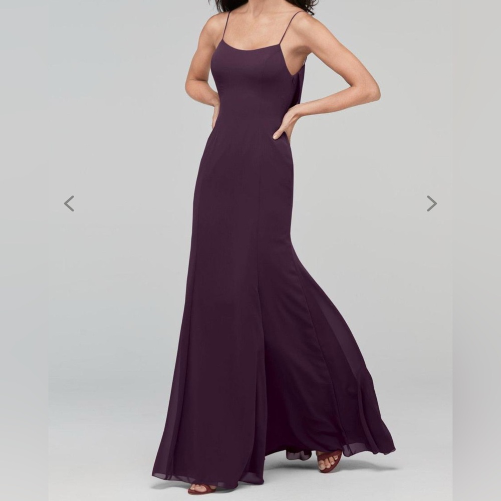 Watters Purple Sleeveless Scoop Neck Gown